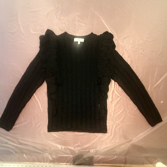 IRO Black Ruffled Wool Blend Knit Sweater Size XS MSRP $395 - Picture 4 of 9